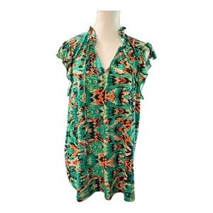 Sew In Love Abstract Ruffle Sleeve Blouse Size XL